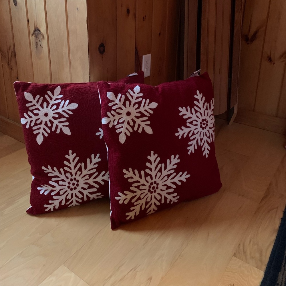 Two holiday throw pillows